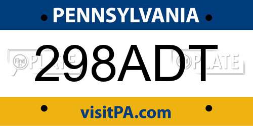 298ADT Pennsylvania License Plate