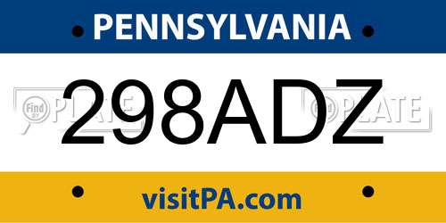 298ADZ Pennsylvania License Plate