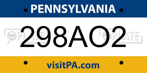 298AO2 Pennsylvania License Plate