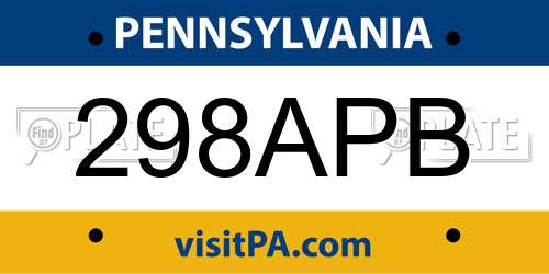 298APB Pennsylvania License Plate