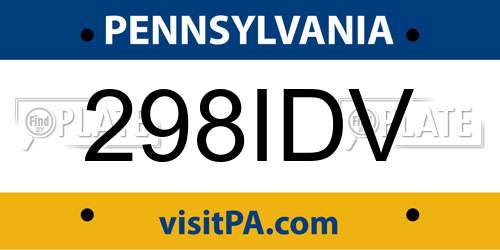 298IDV Pennsylvania License Plate