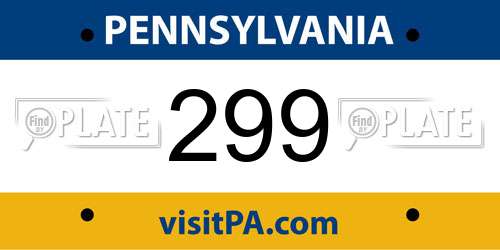 299 Pennsylvania License Plate