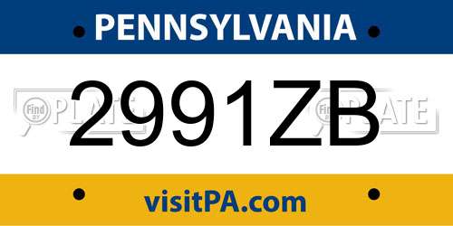 2991ZB Pennsylvania License Plate