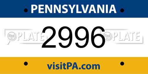 2996 Pennsylvania License Plate