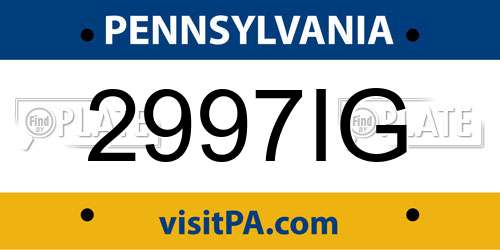 2997IG Pennsylvania License Plate