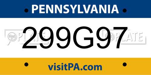 299G97 Pennsylvania License Plate
