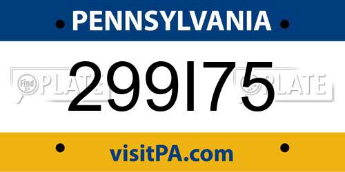 299I75 Pennsylvania License Plate