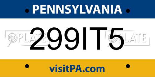 299IT5 Pennsylvania License Plate