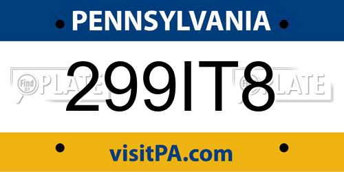 299IT8 Pennsylvania License Plate