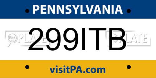 299ITB Pennsylvania License Plate