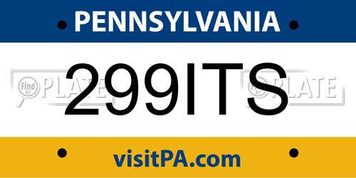 299ITS Pennsylvania License Plate