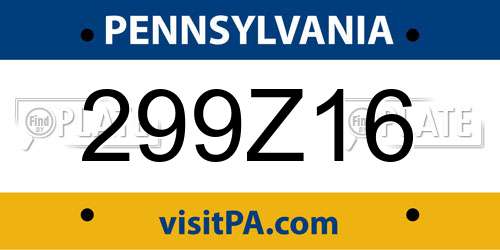 299Z16 Pennsylvania License Plate