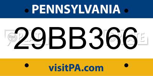 29BB366 Pennsylvania License Plate