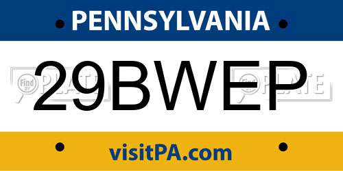 29BWEP Pennsylvania License Plate