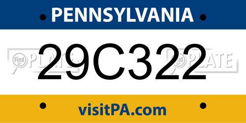 29C322 Pennsylvania License Plate