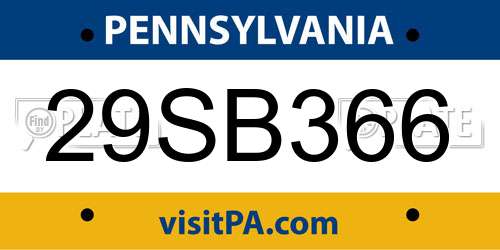 29SB366 Pennsylvania License Plate