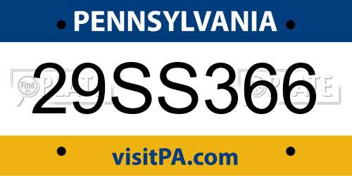 29SS366 Pennsylvania License Plate