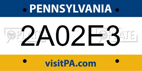 2A02E3 Pennsylvania License Plate