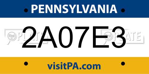 2A07E3 Pennsylvania License Plate