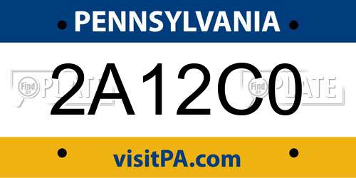 2A12C0 Pennsylvania License Plate