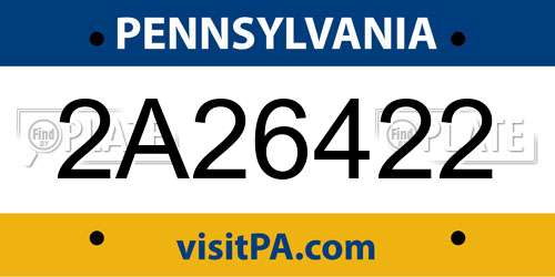 2A26422 Pennsylvania License Plate