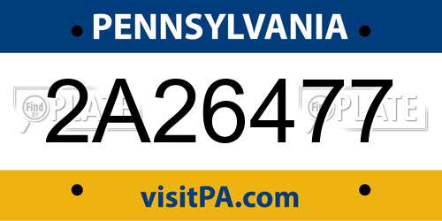 2A26477 Pennsylvania License Plate