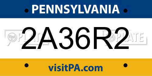 2A36R2 Pennsylvania License Plate