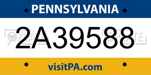2A39588 Pennsylvania License Plate