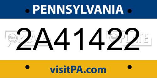 2A41422 Pennsylvania License Plate