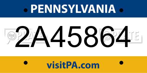 2A45864 Pennsylvania License Plate