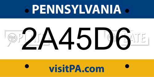 2A45D6 Pennsylvania License Plate