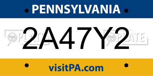 2A47Y2 Pennsylvania License Plate