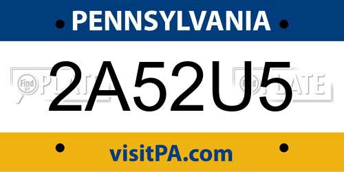 2A52U5 Pennsylvania License Plate