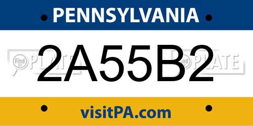 2A55B2 Pennsylvania License Plate