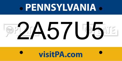 2A57U5 Pennsylvania License Plate