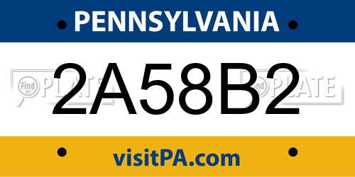 2A58B2 Pennsylvania License Plate