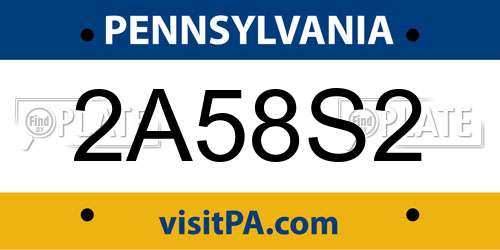 2A58S2 Pennsylvania License Plate
