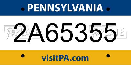2A65355 Pennsylvania License Plate