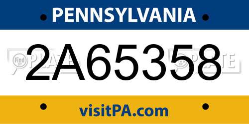 2A65358 Pennsylvania License Plate