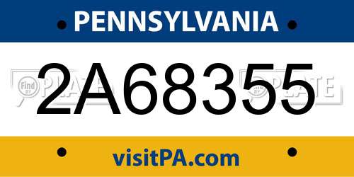 2A68355 Pennsylvania License Plate