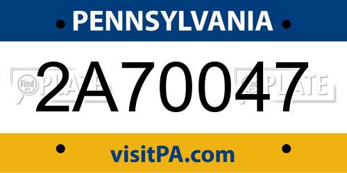2A70047 Pennsylvania License Plate