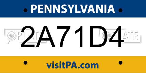 2A71D4 Pennsylvania License Plate