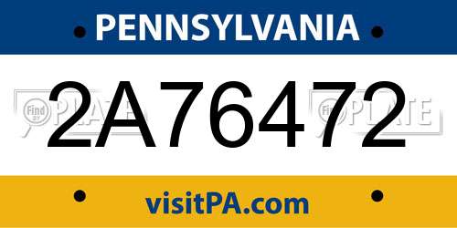 2A76472 Pennsylvania License Plate