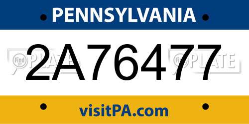 2A76477 Pennsylvania License Plate