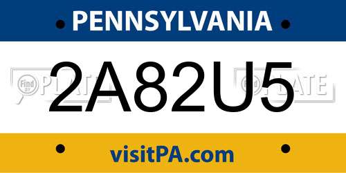 2A82U5 Pennsylvania License Plate