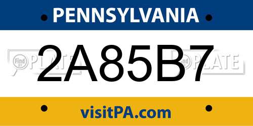 2A85B7 Pennsylvania License Plate