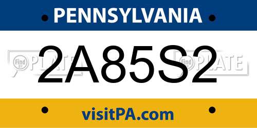 2A85S2 Pennsylvania License Plate