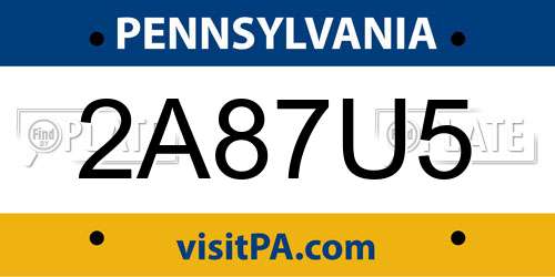 2A87U5 Pennsylvania License Plate
