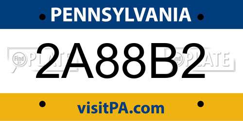 2A88B2 Pennsylvania License Plate