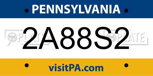 2A88S2 Pennsylvania License Plate